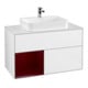 V&B Meuble sous lavabo Finion 100, placage blanc mat, porte gauche Peo, laque blanc brillant-1