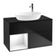 V&B Meuble sous lavabo Finion 100, placage blanc mat, rangement global blanc laqué, bleu mat laqué-1