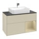 V&B Meuble sous lavabo Finion 100, placage blanc mat, rangement gris satin, laqué gris mat-3