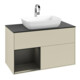V&B Meuble sous lavabo Finion 100, placage blanc mat, tiroir bleu mat lacqué, poignée grise mat lacquée-4