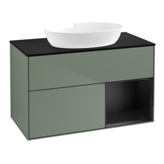V&B Meuble sous lavabo Finion 100, placage bleu mat, laque bleu mat, huile mat