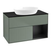V&B Meuble sous lavabo Finion 100, placage bleu mat, laque bleu mat, huile mat