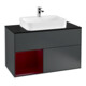 V&B Meuble sous lavabo Finion 100, placage bleu, porte gauche, poignée bleue mat-1