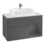 V&B Meuble sous lavabo Finion 100, placage bois, anthracite mat, anthracite mat-1