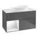 V&B Meuble sous-lavabo Finion 100, placage bois, laqué brillant blanc, anthracite m-1