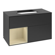 V&B Meuble sous lavabo Finion 100, placage bois m, façade laque gris clair m, corps laque bleu m