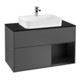 V&B Meuble sous lavabo Finion 100, placage bois, porte battante droite, laqué anthracite mat-1