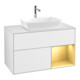 V&B Meuble sous-lavabo Finion 100, placage bois, rangement doré mat, laqué blanc brillant-1