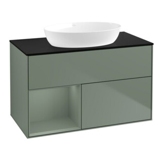 V&B Meuble sous lavabo Finion 100, placage bois, rangement huile mat laqué