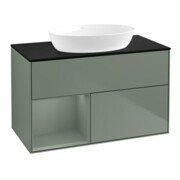V&B Meuble sous lavabo Finion 100, placage bois, rangement huile mat laqué