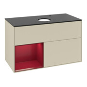 V&B Meuble sous lavabo Finion 100, placage bois, rangement, laqué gris-3