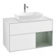 V&B Meuble sous lavabo Finion 100, placage bois, rangement ouvert, laqué blanc brillant-1