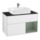V&B Meuble sous-lavabo Finion 100, placage bois, régule, olivier mat, laqué blanc brillant-1