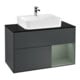 V&B Meuble sous-lavabo Finion 100, placage bois, rouge olivier mat laqué, médium bleu mat laqué-1