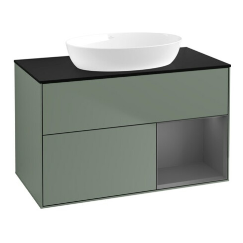 V&B Meuble sous lavabo Finion 100, placage bois, vernis mat, huile mat