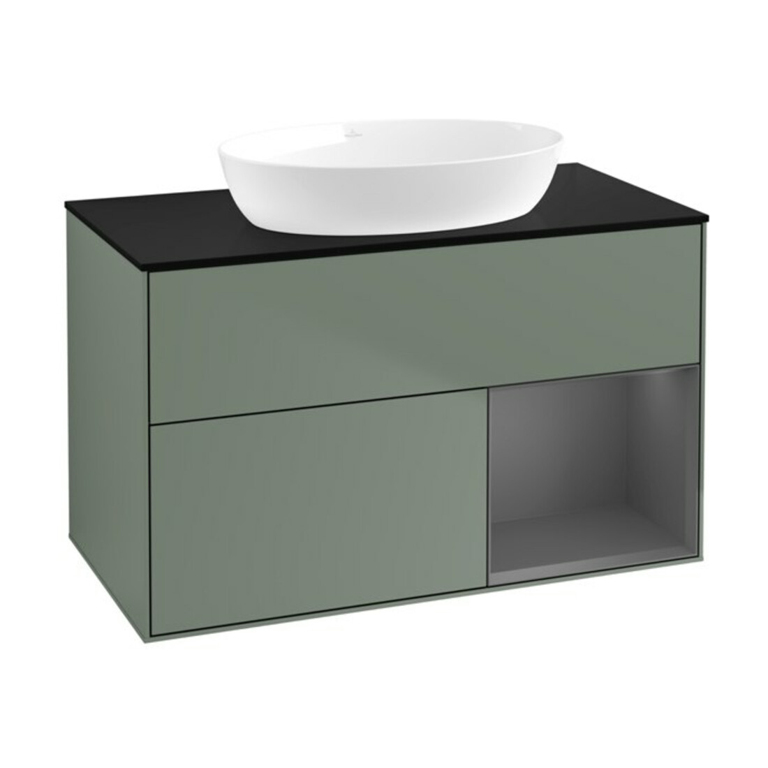 V&B Meuble sous lavabo Finion 100, placage bois, vernis mat, huile mat