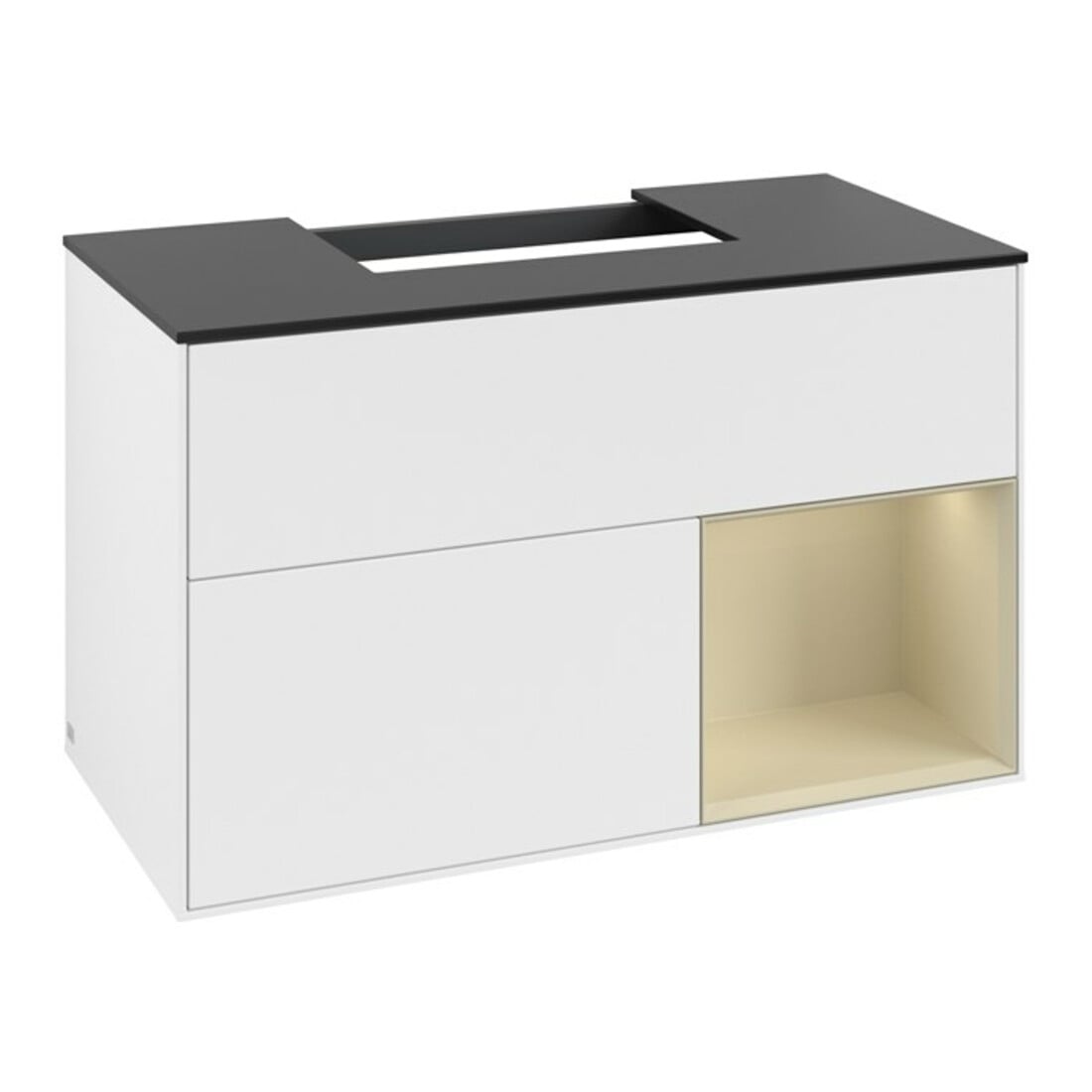 V&B Meuble sous lavabo Finion 100, placage bouleau, gris mat laqué, blanc mat laqué
