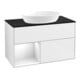V&B Meuble sous lavabo Finion 100, placage bouleau, laqué blanc brillant-1