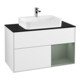 V&B Meuble sous lavabo Finion 100, placage bouleau, laque rouge olive, laque blanche brillante-1