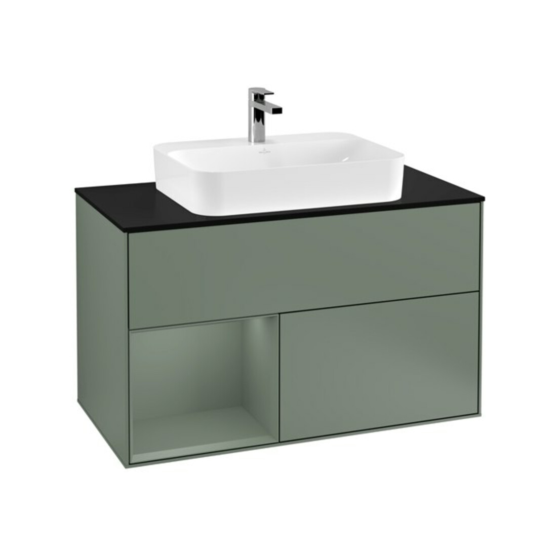 V&B Meuble sous lavabo Finion 100, placage bouleau mat, côté gauche, huile mat laqué