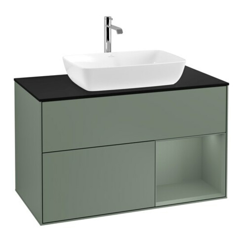 V&B Meuble sous-lavabo Finion 100, placage bouleau mat, régulier huilé mat laqué, huilé mat laqué