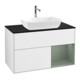 V&B Meuble sous lavabo Finion 100, placage bouleau, rangement huile, laqué blanc brillant-1