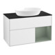 V&B Meuble sous lavabo Finion 100, placage bouleau, rangement olivier, laqué blanc brillant-1