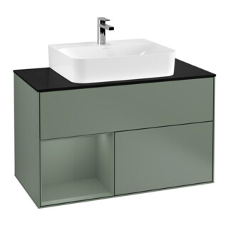 V&B Meuble sous lavabo Finion 100, placage chêne huilé mat, laqué huilé mat