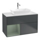 V&B Meuble sous lavabo Finion 100, placage chêne, vernis mat, bleu mat, vernis-1