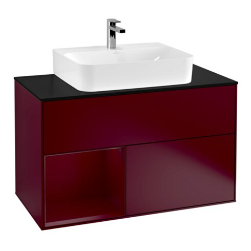 V&B Meuble sous lavabo Finion 100, plaq. hab. bl., étag. g. Peo, Peo m