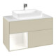 V&B Meuble sous-lavabo Finion 100, Plaque blanche mat, Porte gauche blanche mat laquée, poignée gris mat laquée-1