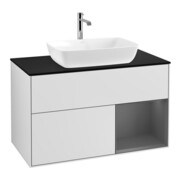 V&B Meuble sous lavabo Finion 100, Plaque blanche mate, Bord avant mate laqué