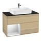 V&B Meuble sous lavabo Finion 100, Plaque bleue mat, Tiroir gauche blanc mat, Lac, Oa ven-1