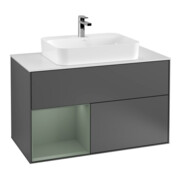 V&B Meuble sous lavabo Finion 100, Plaqué chêne, Rg gauche, huile mat, laqué anthracite