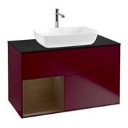 V&B Meuble sous lavabo Finion 100, plaque de fermeture bleue, étagère réglable, Peo m-1