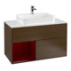 V&B Meuble sous lavabo Finion 100, plaque de fixation blanche, étagère gauche Peo, noyer veinée-1