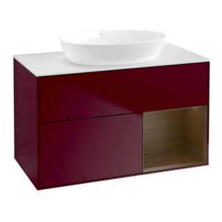V&B Meuble sous-lavabo Finion 100, Plaque de recouvrement blanc, Étagère wal ven, Peo m