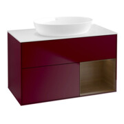 V&B Meuble sous-lavabo Finion 100, Plaque de recouvrement blanc, Étagère wal ven, Peo m