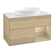 V&B Meuble sous-lavabo Finion 100, plaque de recouvrement blanche, tiroir Oa ven, Oa ven-1
