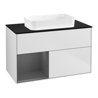 V&B Meuble sous lavabo Finion 100x60,3 cm, Anthracite mat, blanc mat Lac