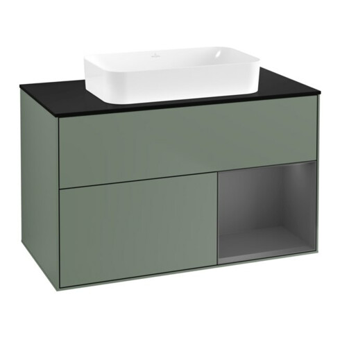 V&B Meuble sous lavabo Finion 100x60,3 cm, anthracite mat, huile mat laqué