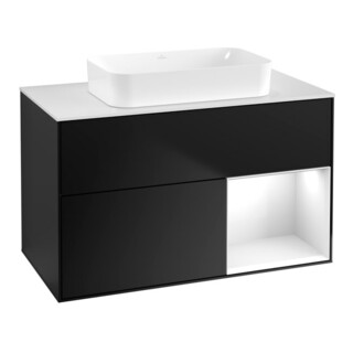 V&B Meuble sous lavabo Finion 100x60,3 cm, blanc brillant, bleu mat