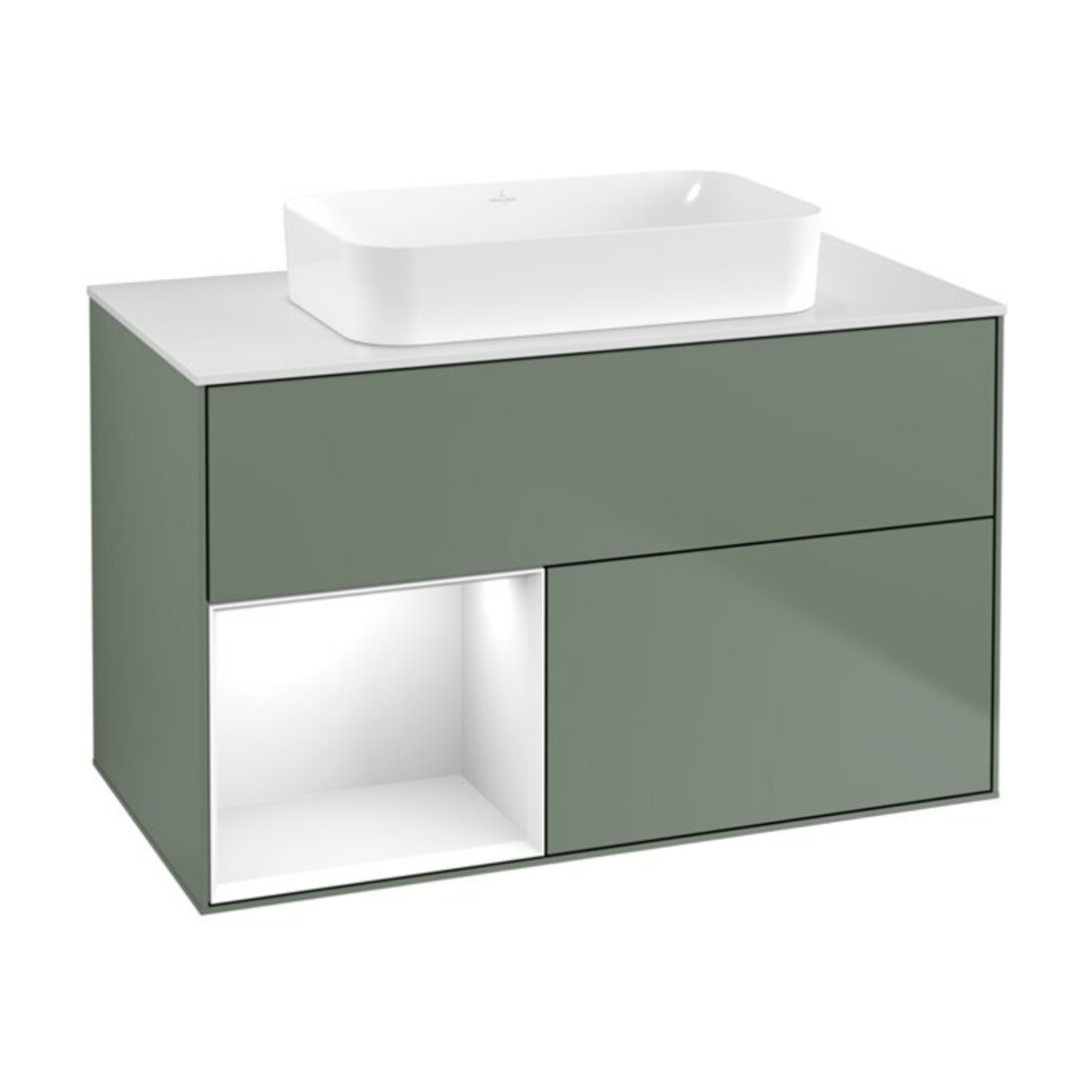 V&B Meuble sous lavabo Finion 100x60,3 cm, blanc laqué, huile avec laque
