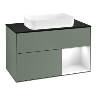 V&B Meuble sous lavabo Finion 100x60,3 cm, blanc laqué, huile avec laqué