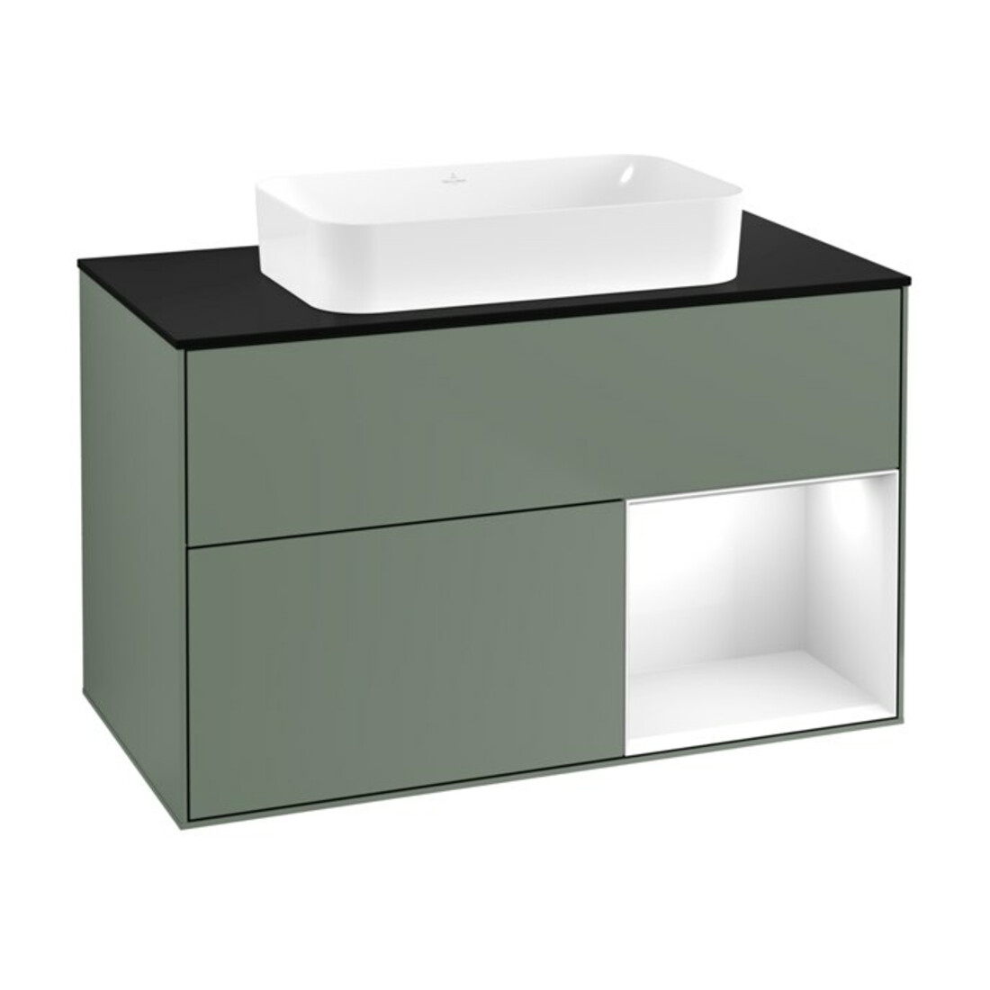 V&B Meuble sous lavabo Finion 100x60,3 cm, blanc laqué, huile avec laqué