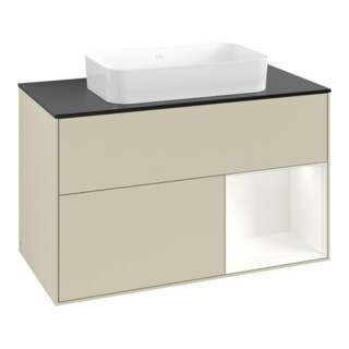 V&B Meuble sous lavabo Finion 100x60,3 cm, blanc mat laqué, gris mat laqué