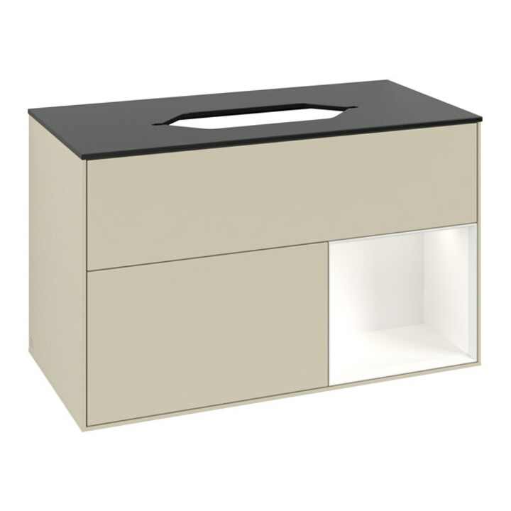 V&B Meuble sous lavabo Finion 100x60,3 cm, blanc mat laqué, gris mat laqué