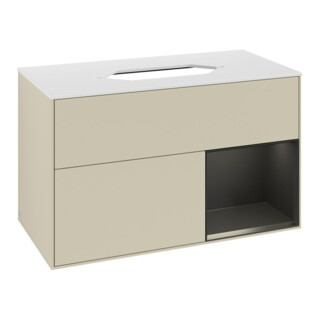 V&B Meuble sous lavabo Finion 100x60,3 cm, bleu mat laqué, gris clair mat laqué