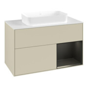 V&B Meuble sous lavabo Finion 100x60,3 cm, bleu mat laqué, gris clair mat laqué-3