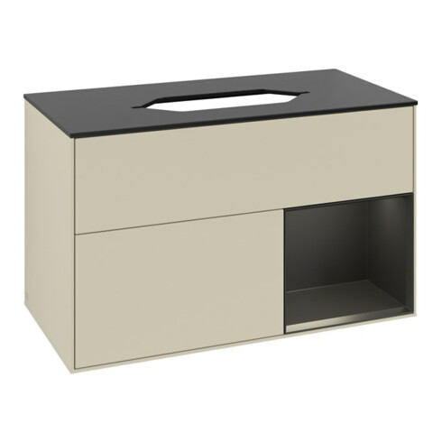 V&B Meuble sous-lavabo Finion 100x60,3 cm, bleu mat laqué, gris mat laqué